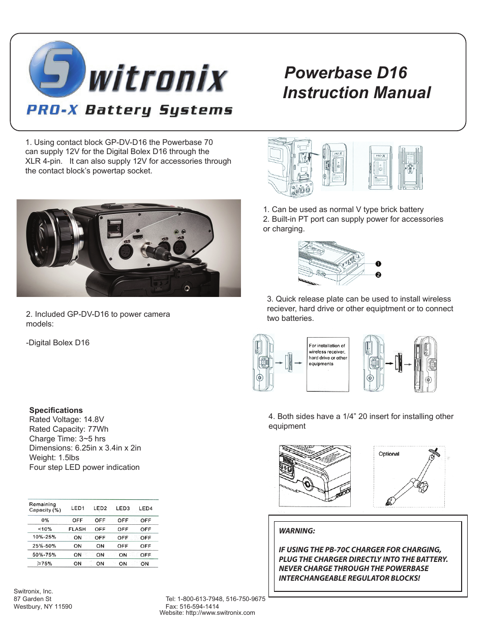 Switronix PB70D16 User Manual | 1 page