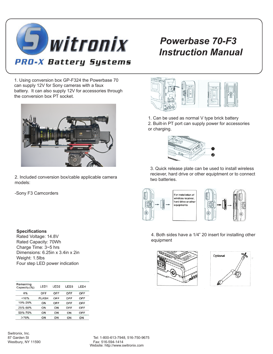 Switronix PB70F3 User Manual | 1 page