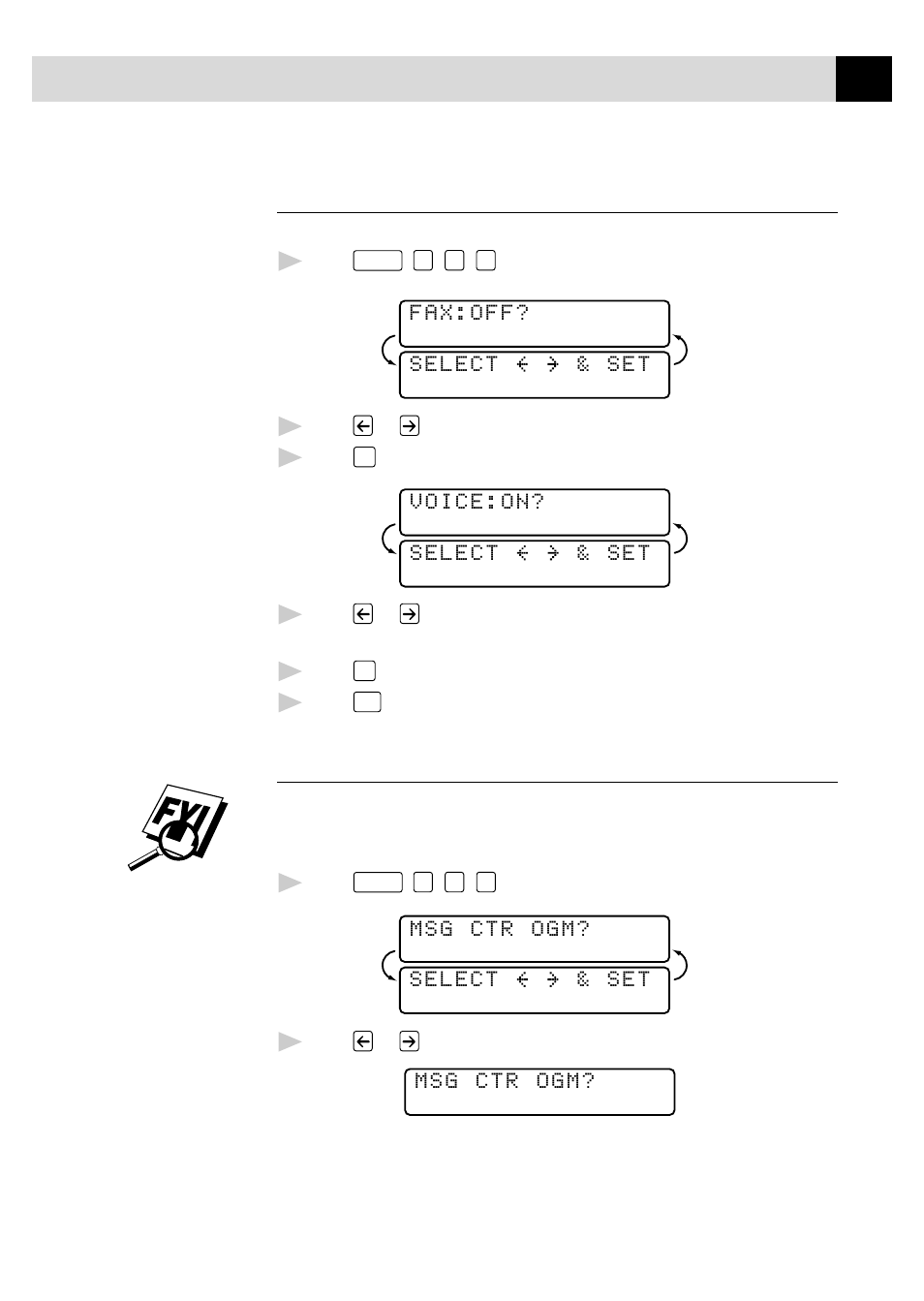 Setting message storage, Recording message center outgoing message (ogm) | Brother MFC7150C User Manual | Page 108 / 275