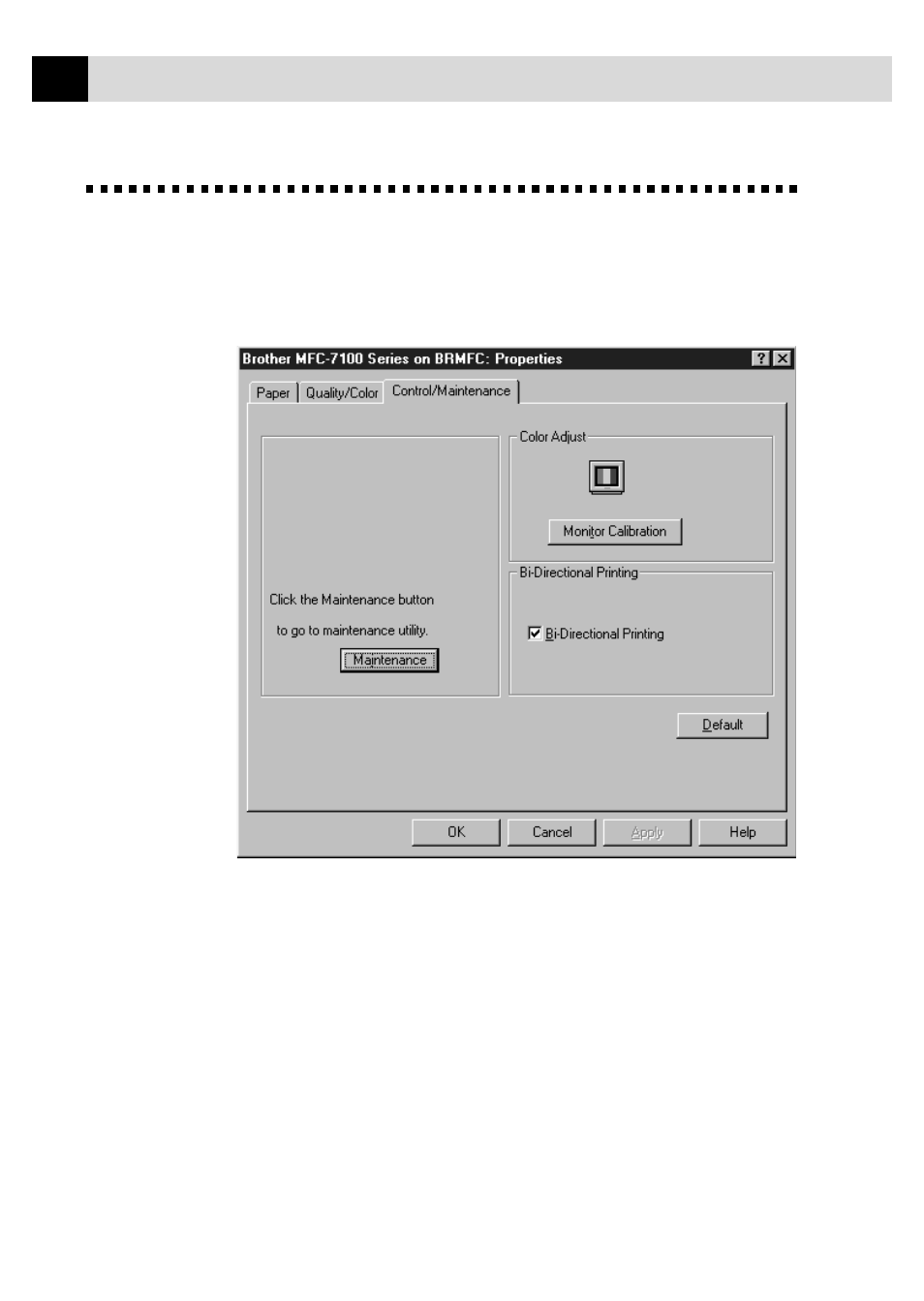 The control/maintenance tab | Brother MFC7150C User Manual | Page 173 / 275