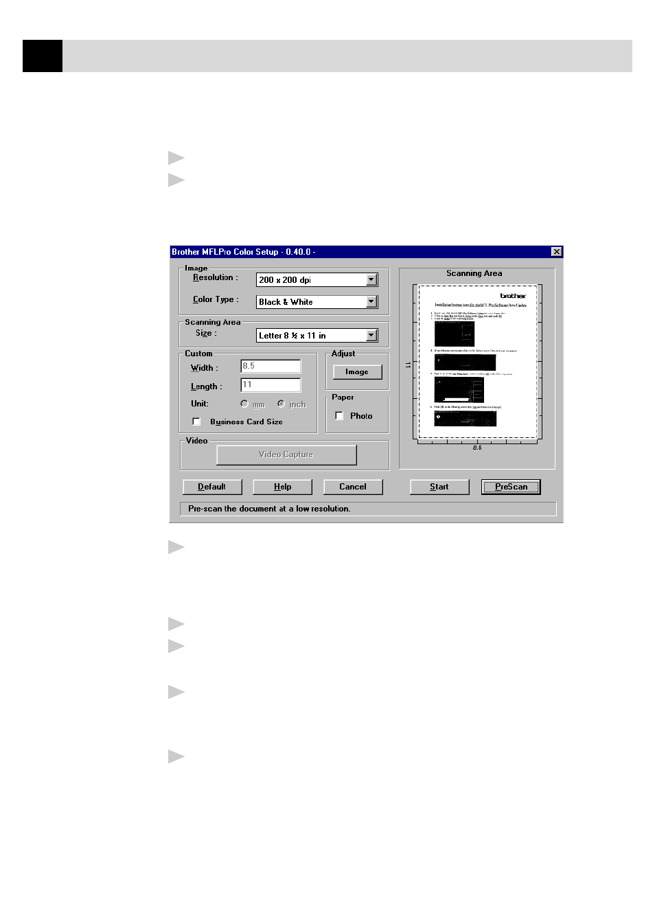 How to use prescan to adjust an image | Brother MFC7150C User Manual | Page 187 / 275