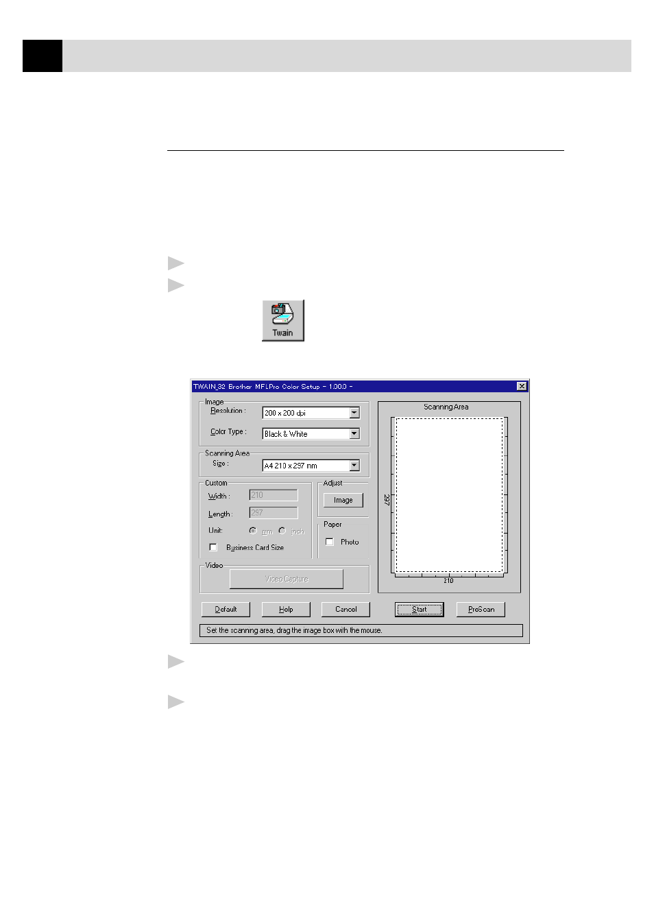 Capturing an image | Brother MFC7150C User Manual | Page 189 / 275