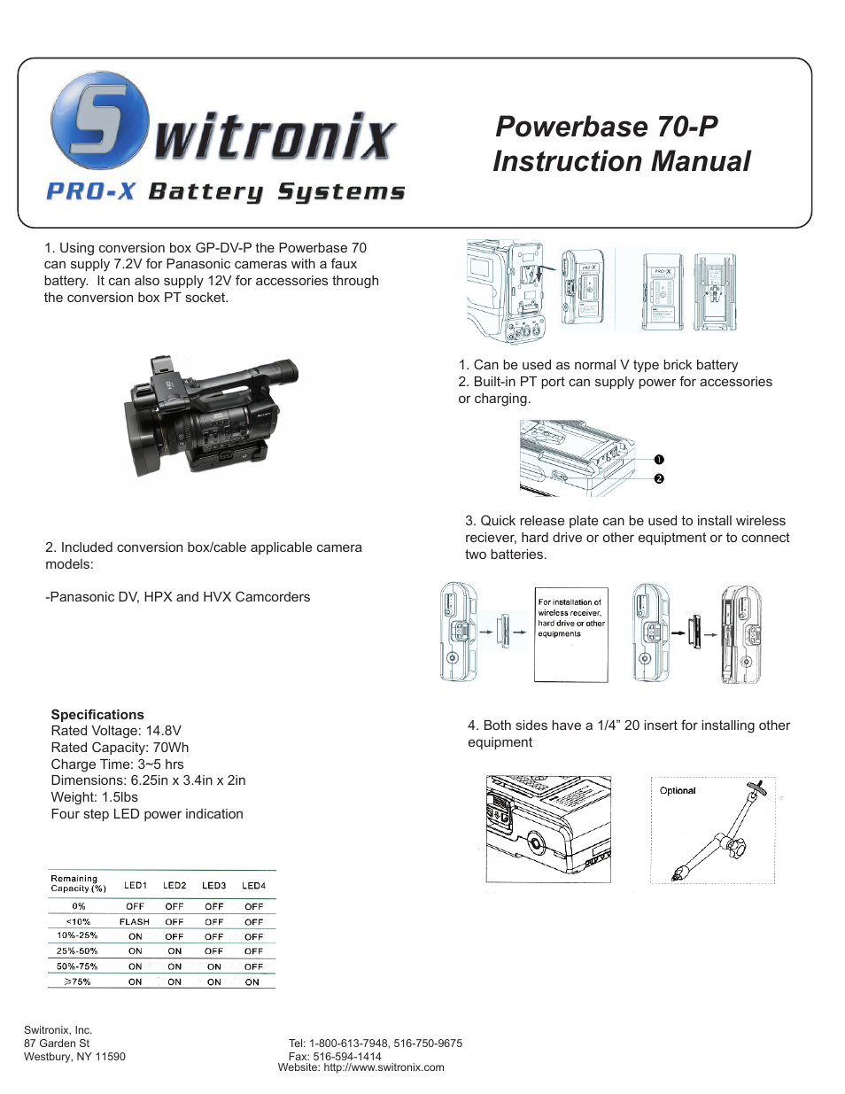 Switronix PB70P User Manual | 1 page