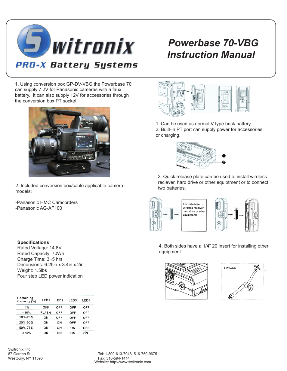 Switronix PB70VBG User Manual | 1 page