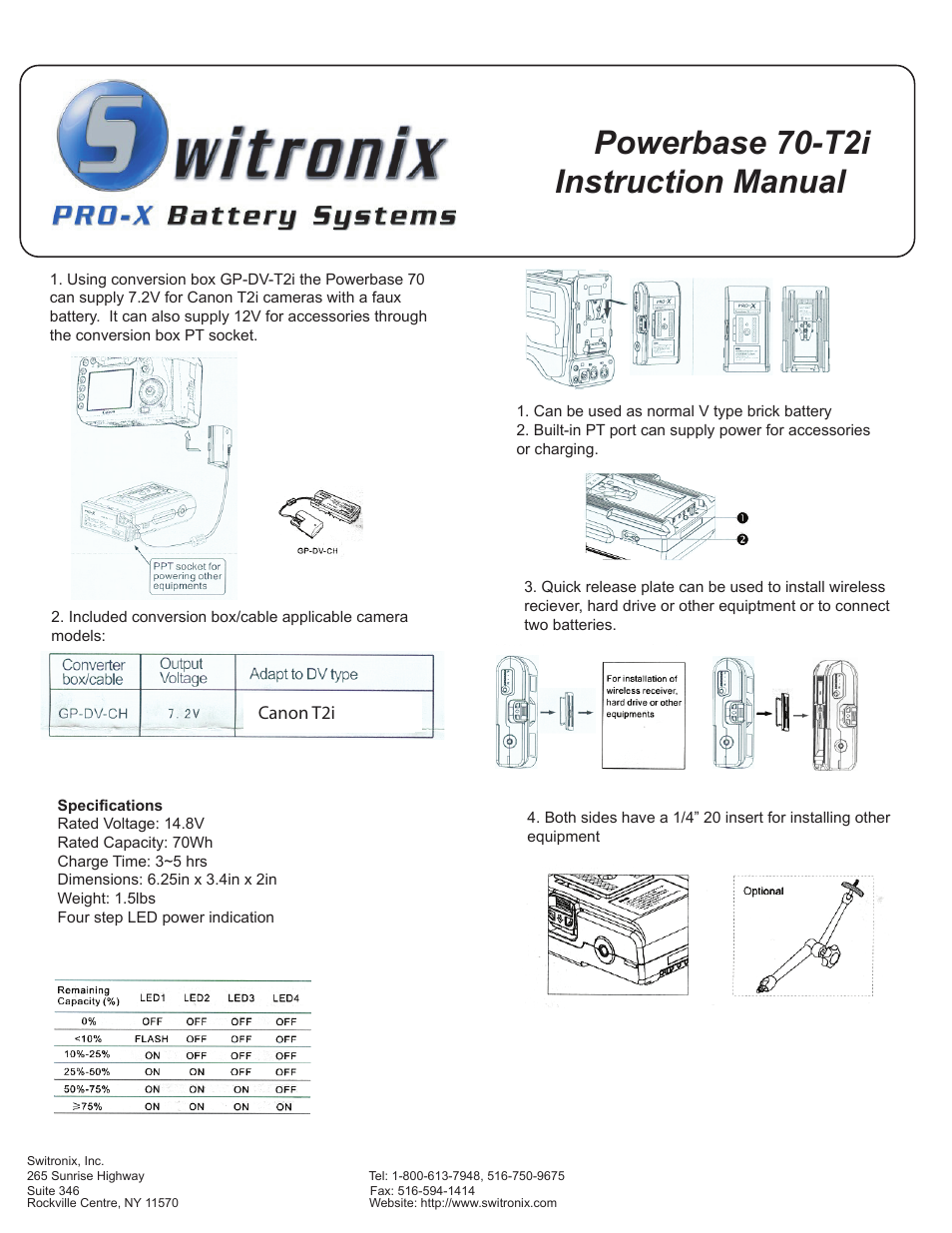 Switronix PB70_T2i User Manual | 1 page