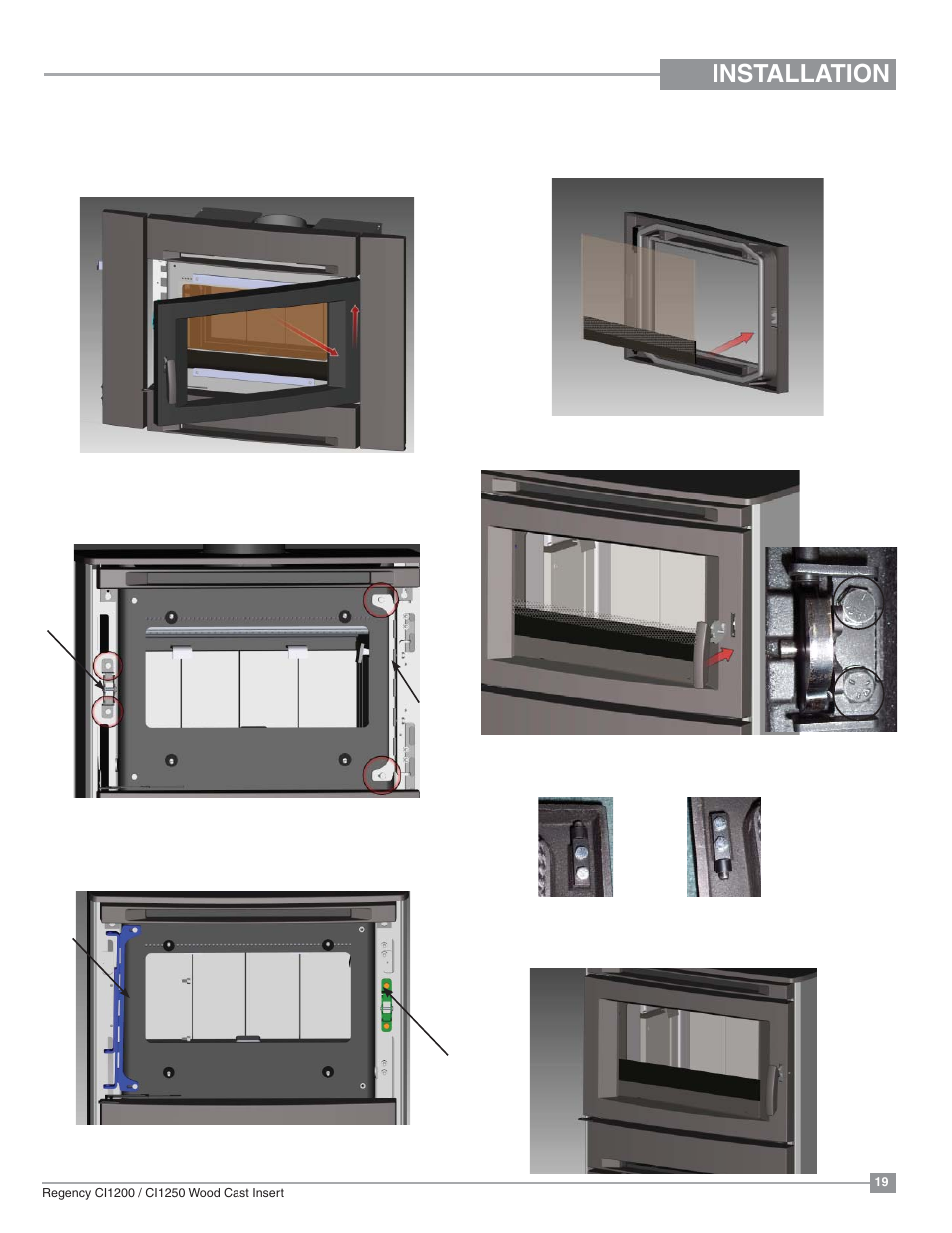 Installation, Door reversal | Regency Alterra CI1250 Small Wood Insert User Manual | Page 19 / 32