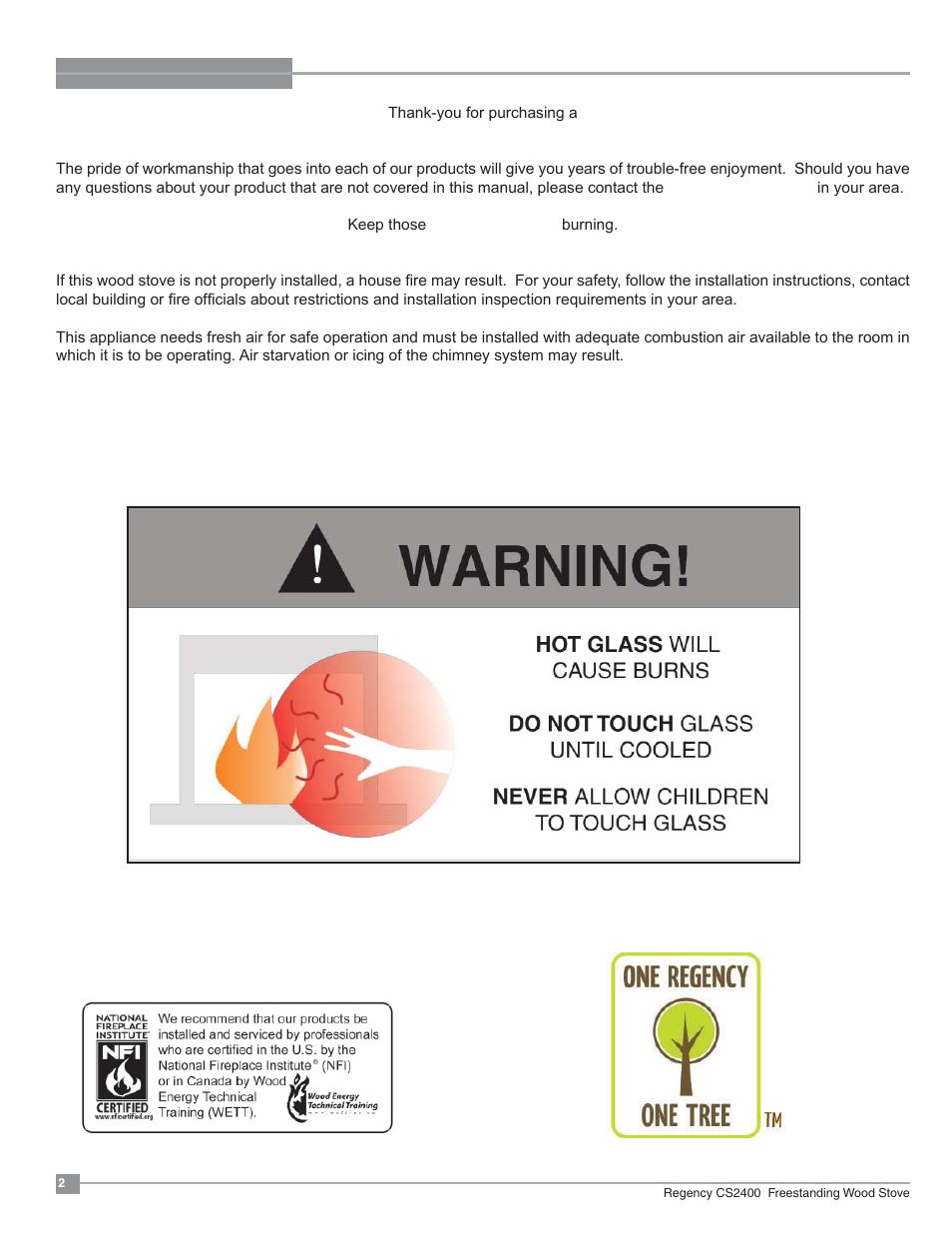 Regency Alterra CS2400 Medium Wood Stove User Manual | Page 2 / 32
