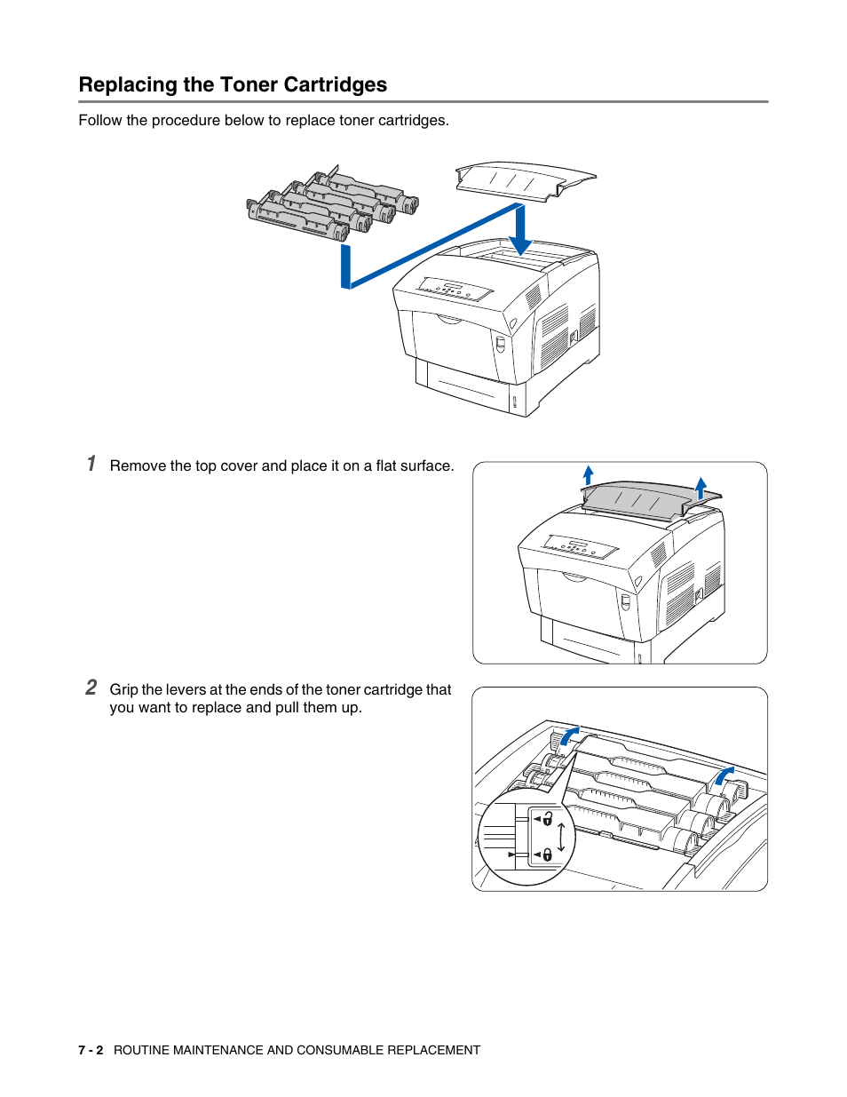 Replacing the toner cartridges, Replacing the toner cartridges -2 | Brother HL-4200CN User Manual | Page 128 / 166