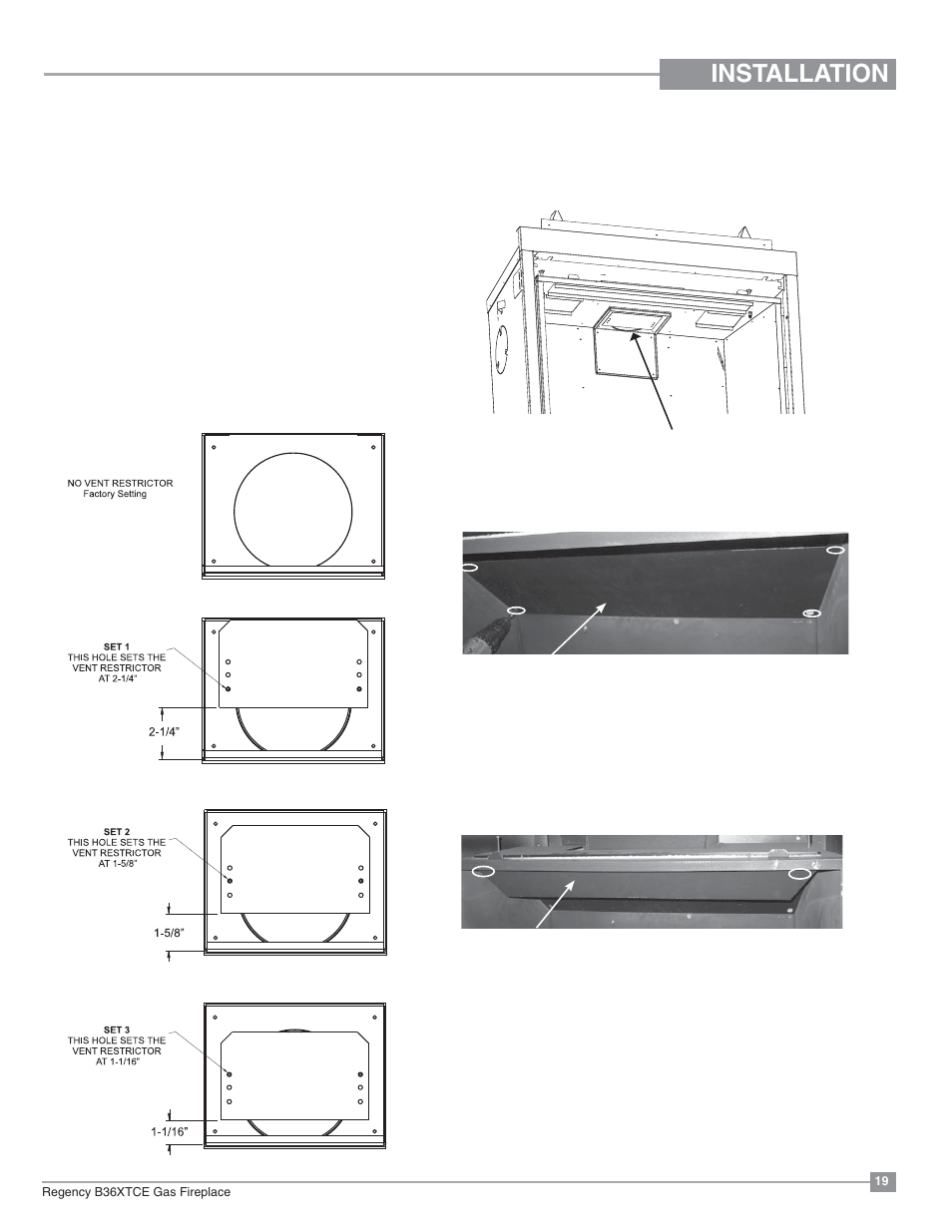 Installation | Regency Bellavista B36XTCE Medium Gas Fireplace User Manual | Page 19 / 72