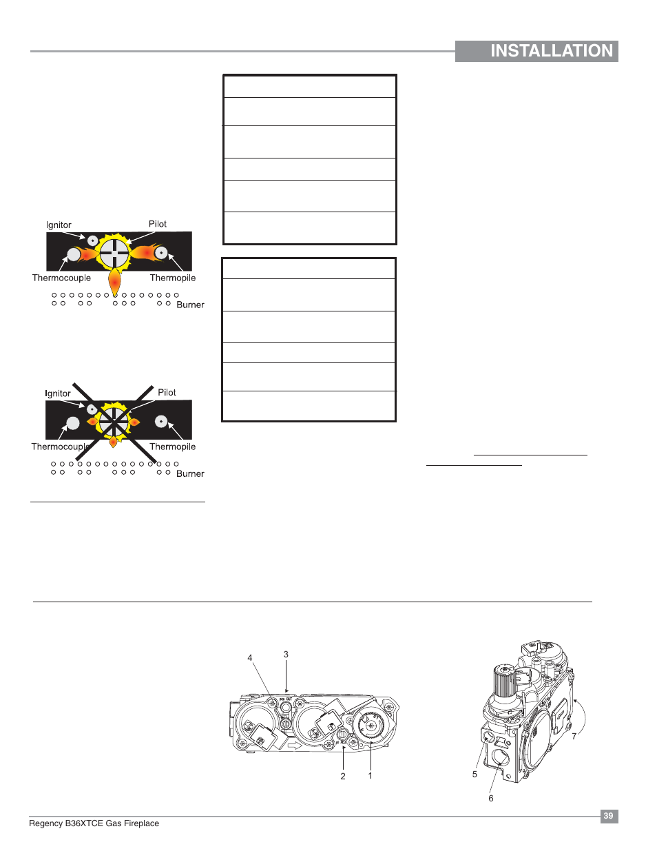 Installation, Gas pipe pressure testing, High elevation | Pilot adjustment, 886 s.i.t. valve description | Regency Bellavista B36XTCE Medium Gas Fireplace User Manual | Page 39 / 72