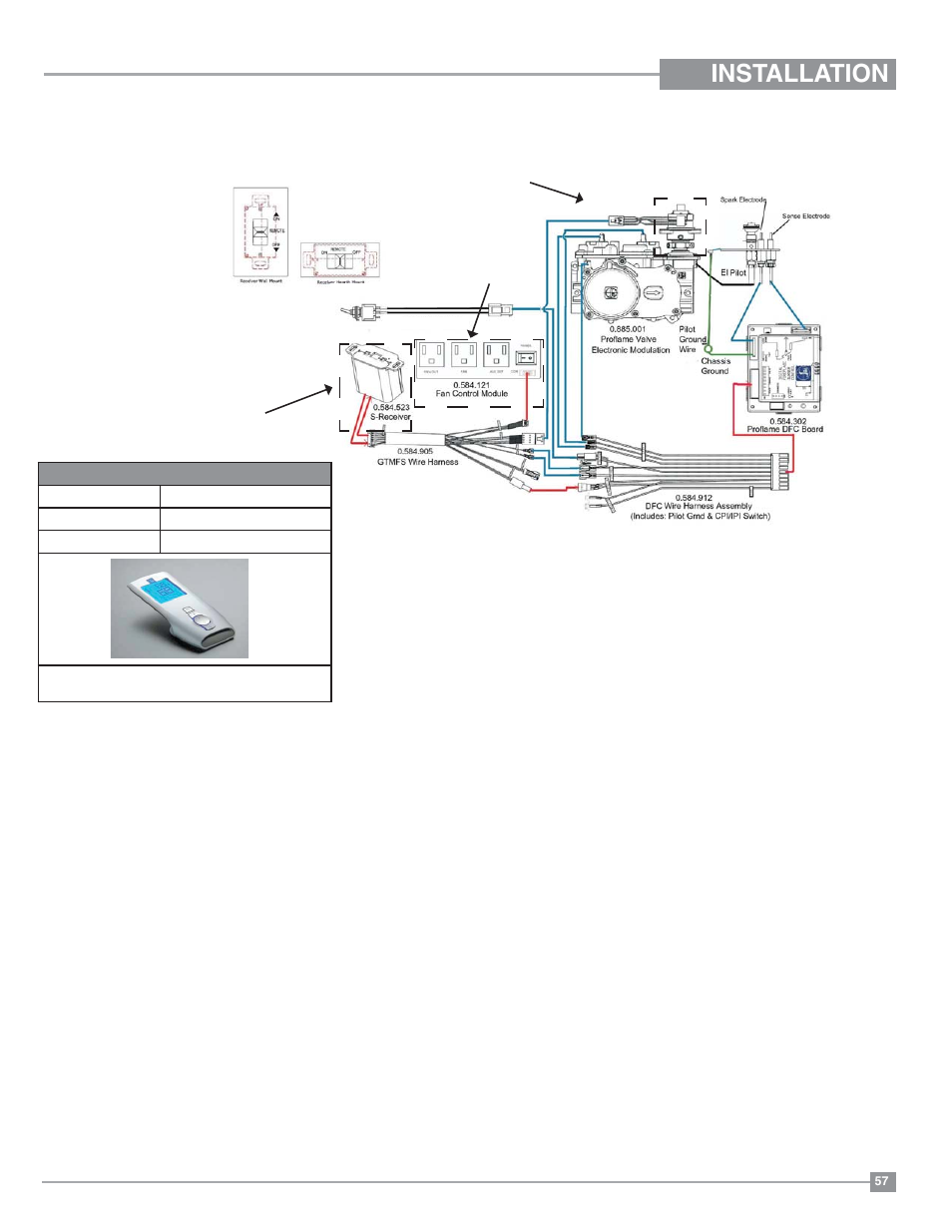 Installation, Proflame system wiring diagram | Regency Bellavista B36XTE Medium Gas Fireplace User Manual | Page 57 / 72