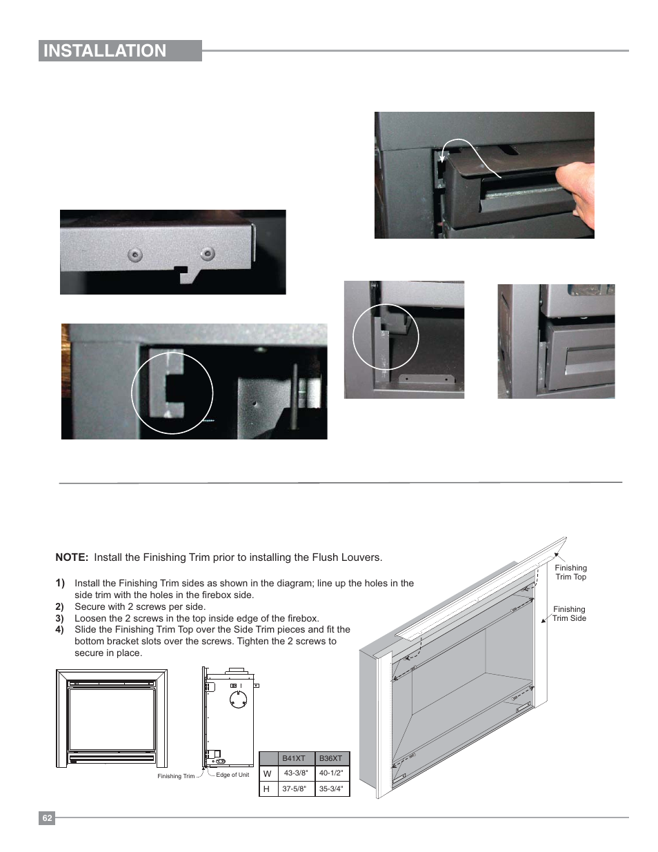 Installation | Regency Bellavista B36XTE Medium Gas Fireplace User Manual | Page 62 / 72