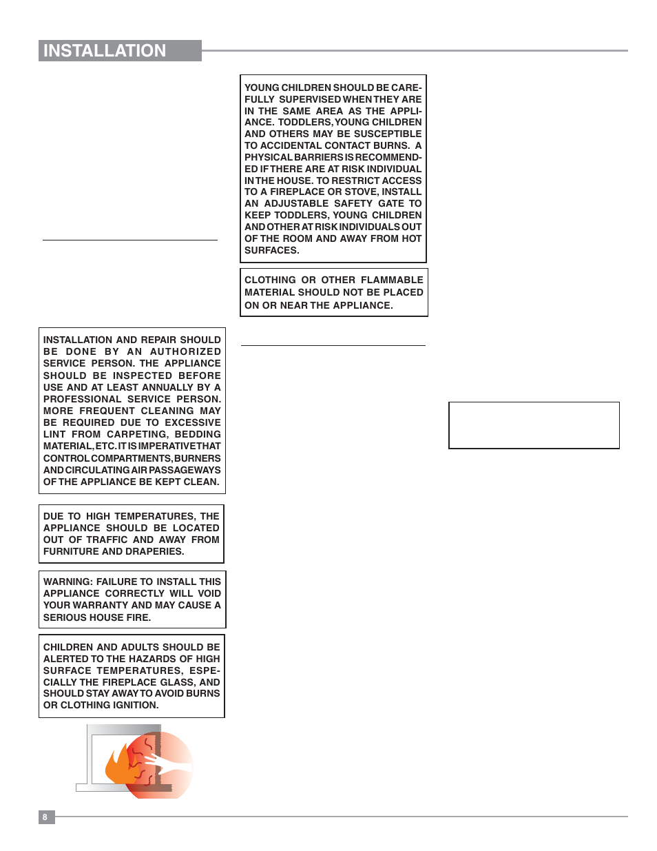 Installation, Important message save these instructions, Before you start | General safety information | Regency Bellavista B36XTE Medium Gas Fireplace User Manual | Page 8 / 72