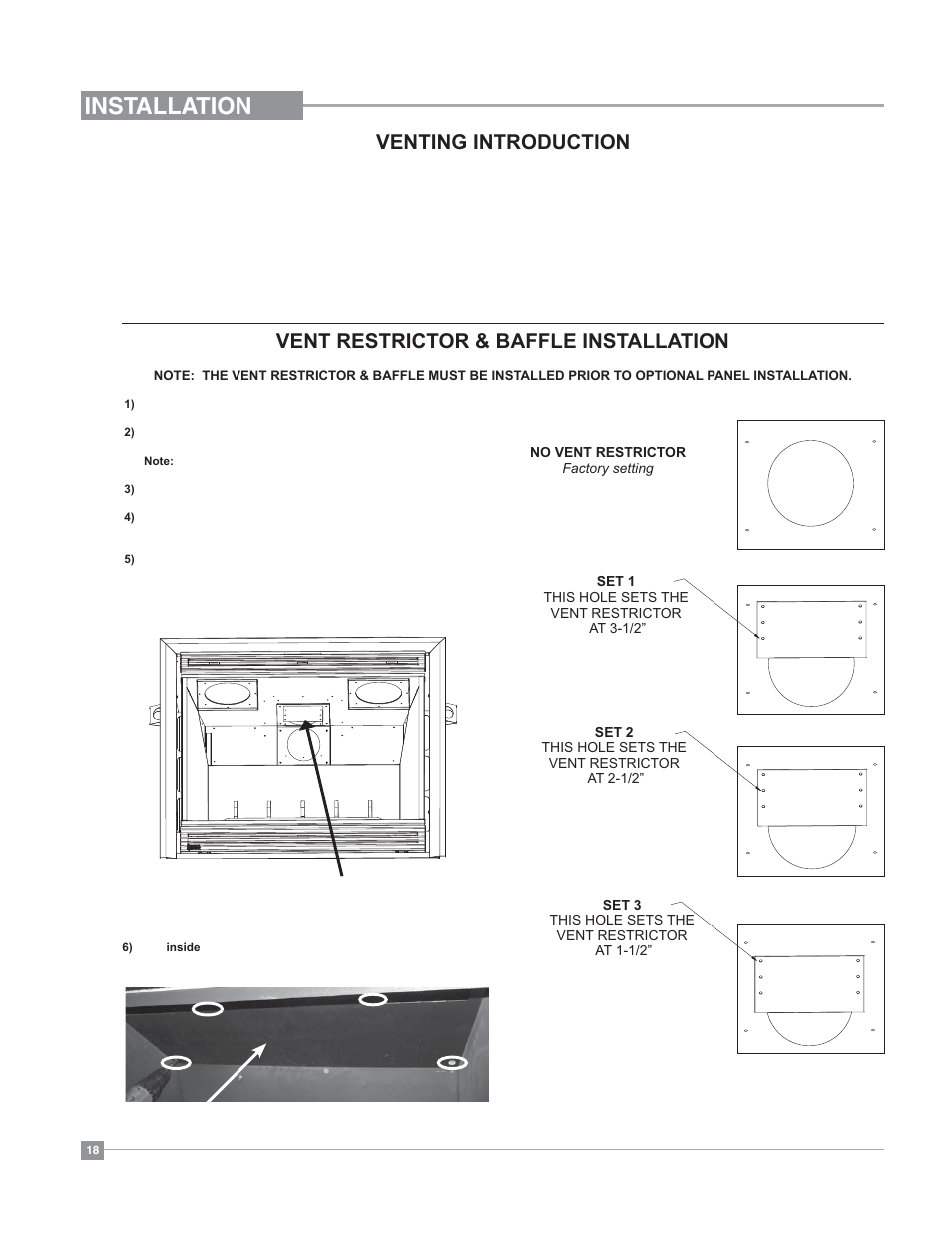 Installation, Vent restrictor & baffle installation, Venting introduction | Regency Bellavista B41XTE Large Gas Fireplace User Manual | Page 18 / 64