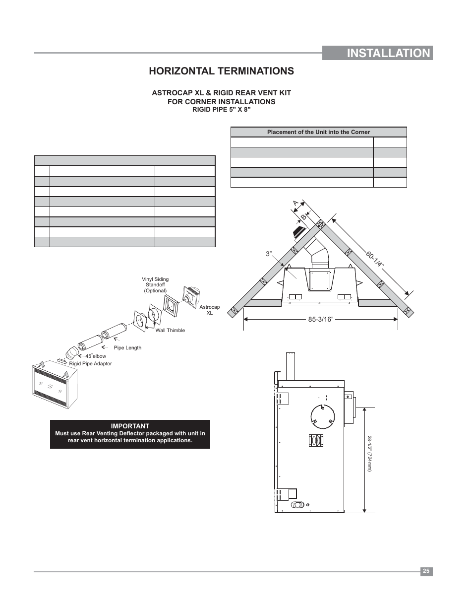 Installation, Horizontal terminations | Regency Bellavista B41XTE Large Gas Fireplace User Manual | Page 25 / 64