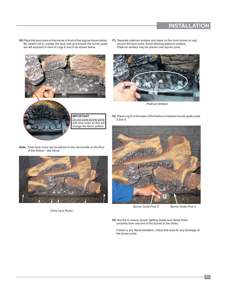 Installation | Regency Bellavista B41XTE Large Gas Fireplace User Manual | Page 41 / 64