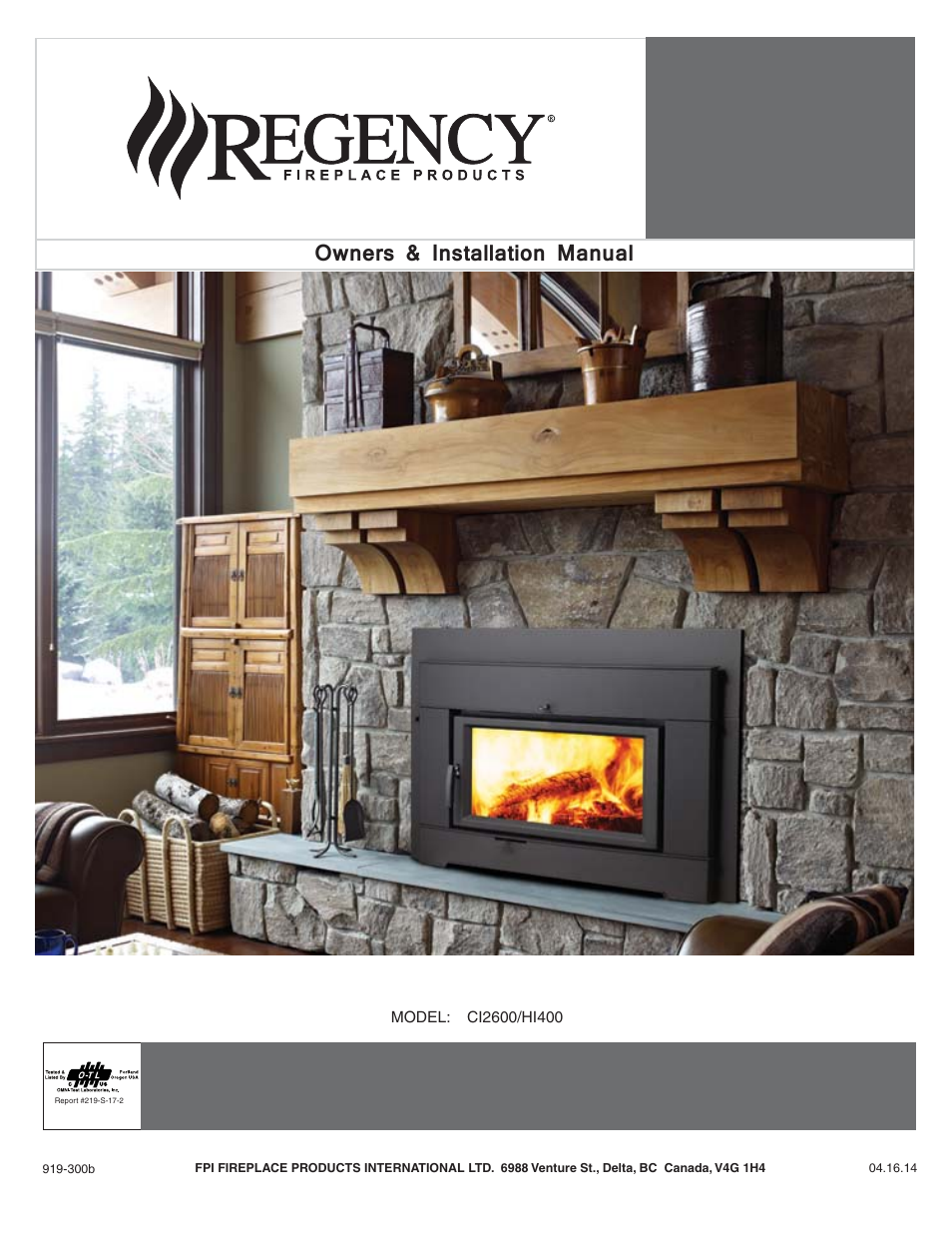 Regency CI2600 Large Wood Insert User Manual | 40 pages