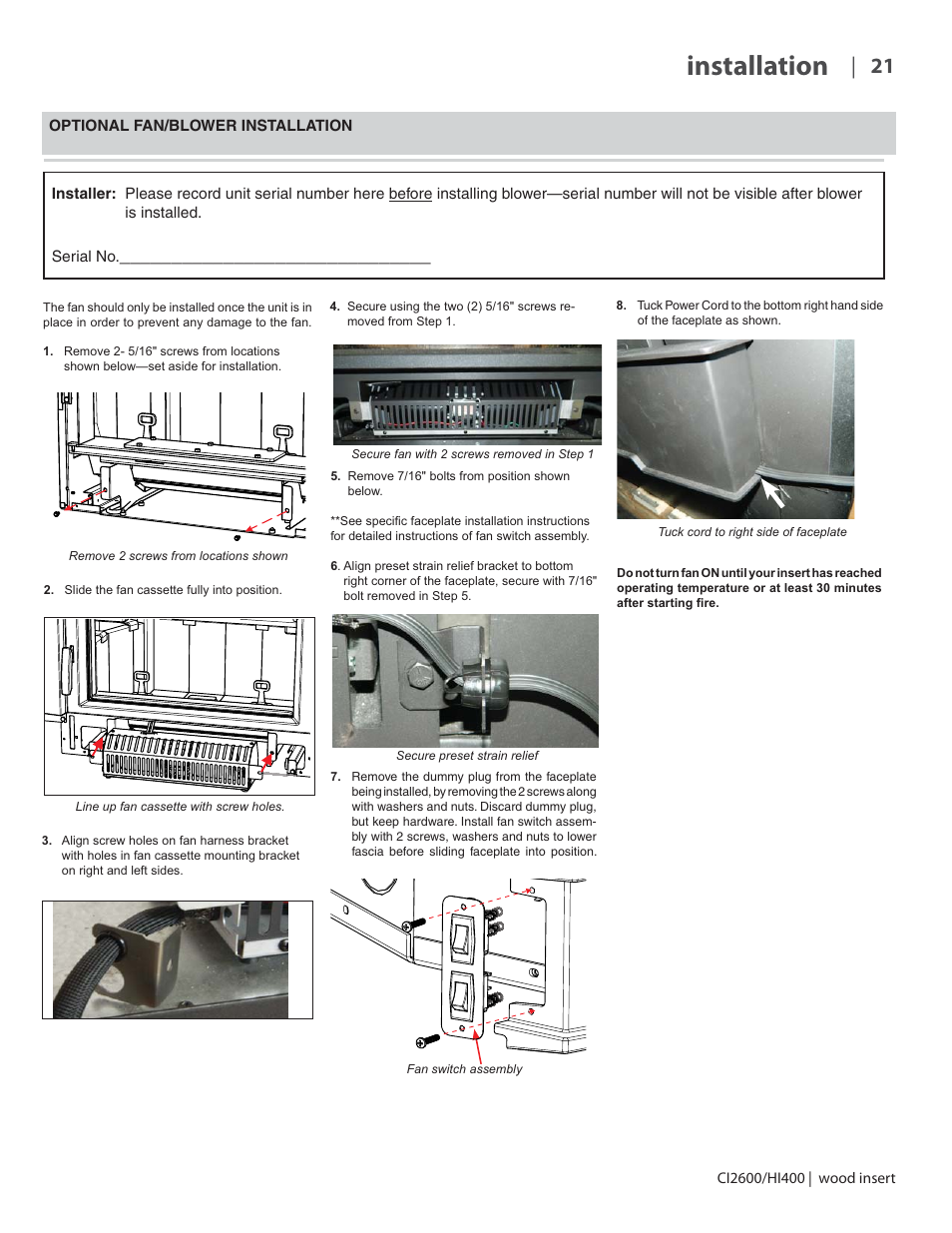 Installation | Regency CI2600 Large Wood Insert User Manual | Page 21 / 40