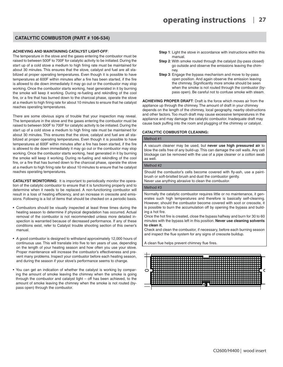 Operating instructions | Regency CI2600 Large Wood Insert User Manual | Page 27 / 40