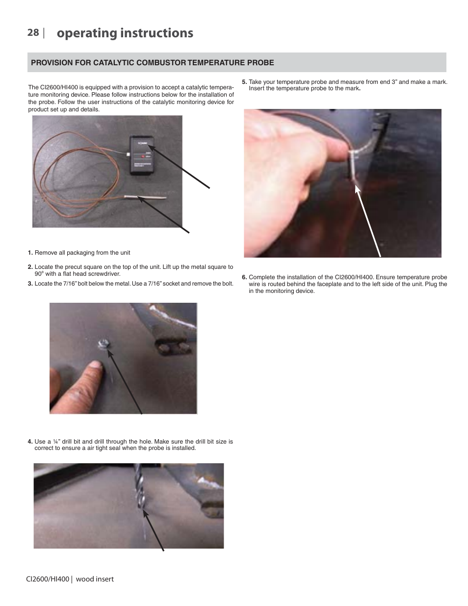 Operating instructions | Regency CI2600 Large Wood Insert User Manual | Page 28 / 40