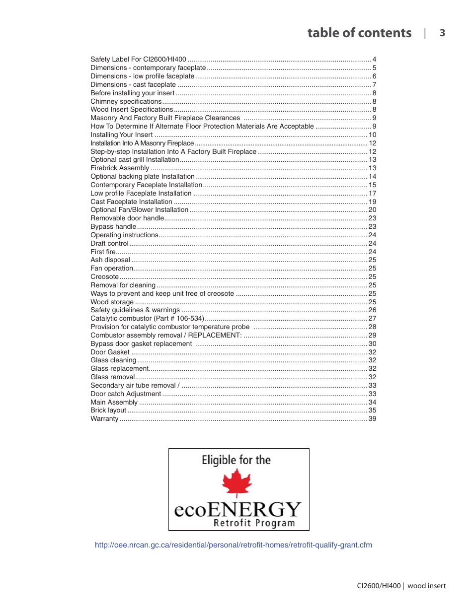 Regency CI2600 Large Wood Insert User Manual | Page 3 / 40