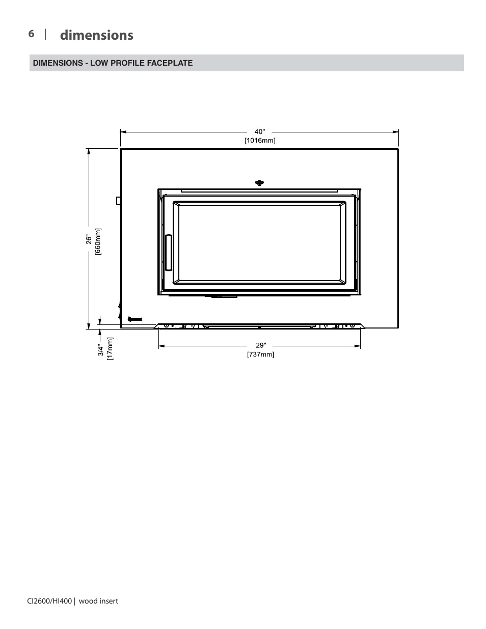 Dimensions | Regency CI2600 Large Wood Insert User Manual | Page 6 / 40