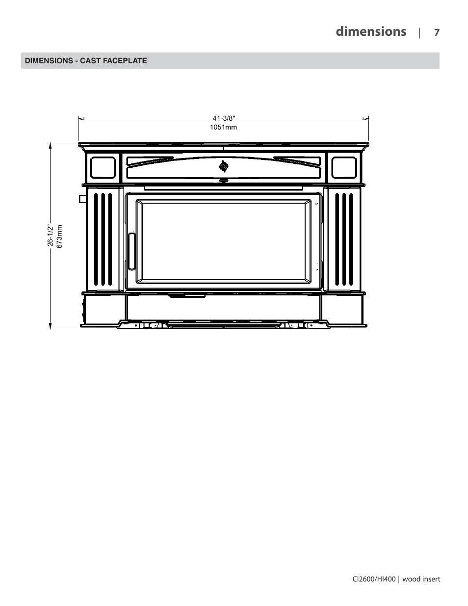 Dimensions | Regency CI2600 Large Wood Insert User Manual | Page 7 / 40