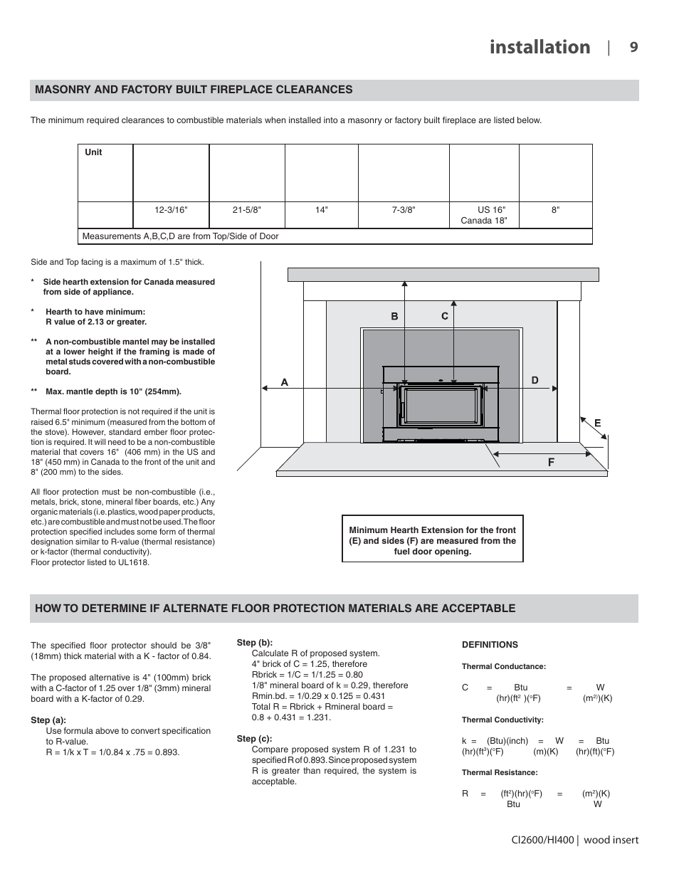 Installation | Regency CI2600 Large Wood Insert User Manual | Page 9 / 40