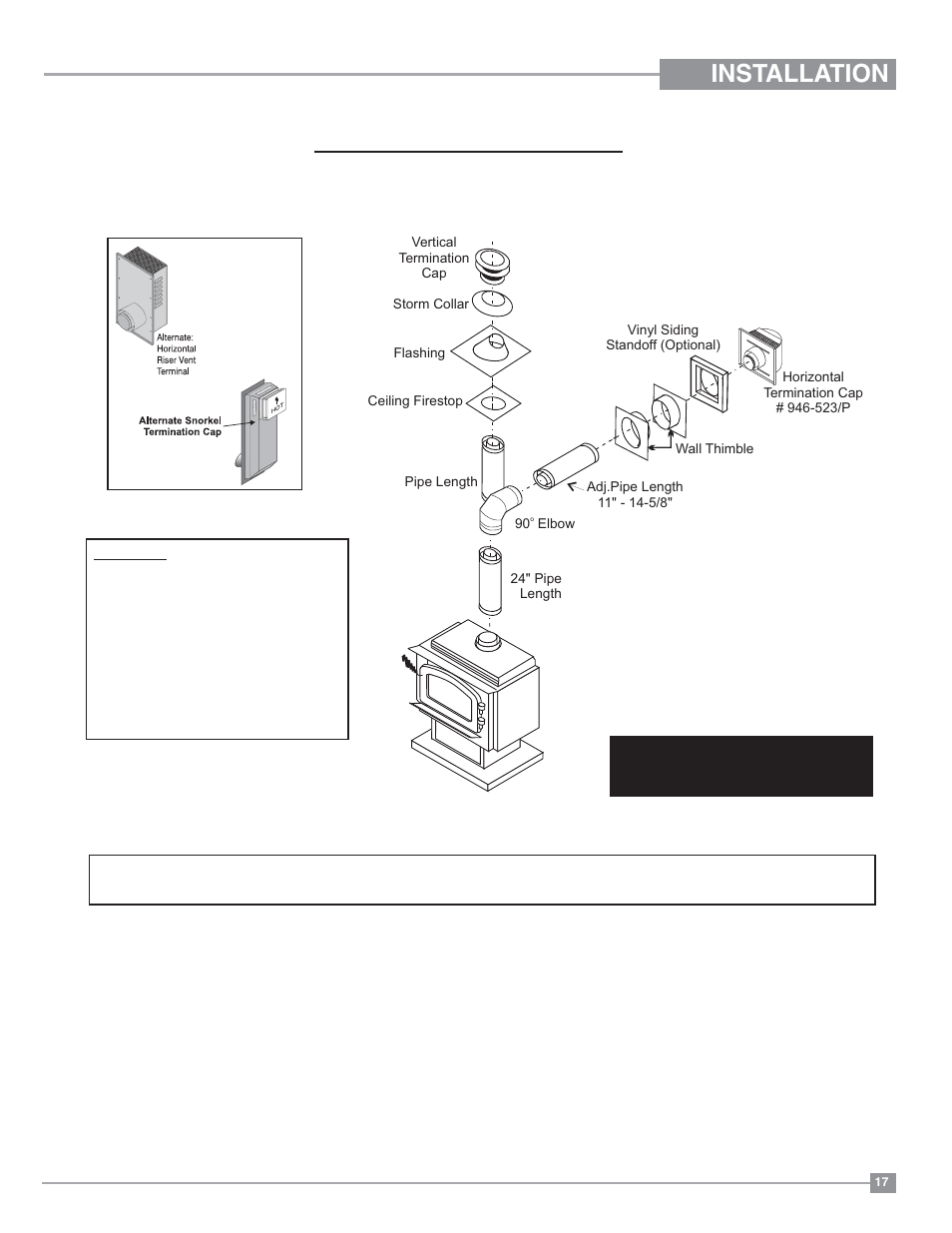 Installation, Rigid pipe venting systems, Horizontal or vertical terminations | Regency Classic C34 Small Gas Stove User Manual | Page 17 / 44