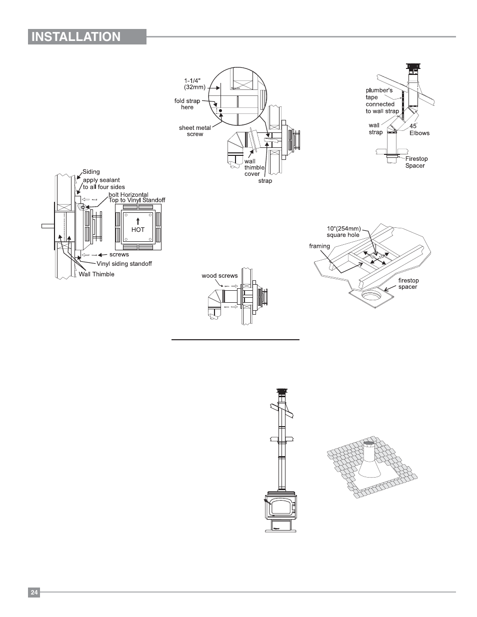 Installation, Vertical termination | Regency Classic C34 Small Gas Stove User Manual | Page 24 / 44