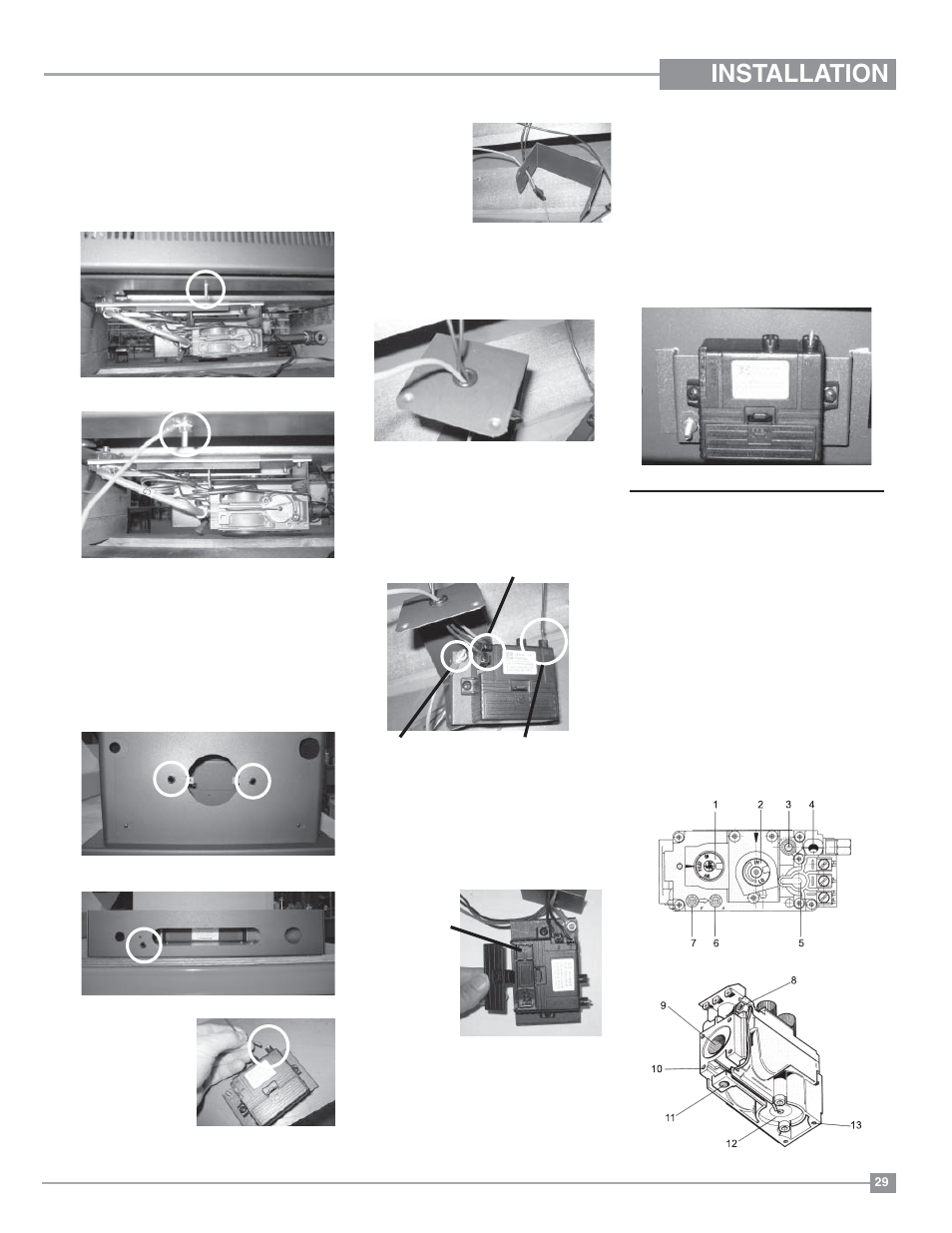 Installation, Valve description, Installation of the dc sparker | Regency Classic C34 Small Gas Stove User Manual | Page 29 / 44