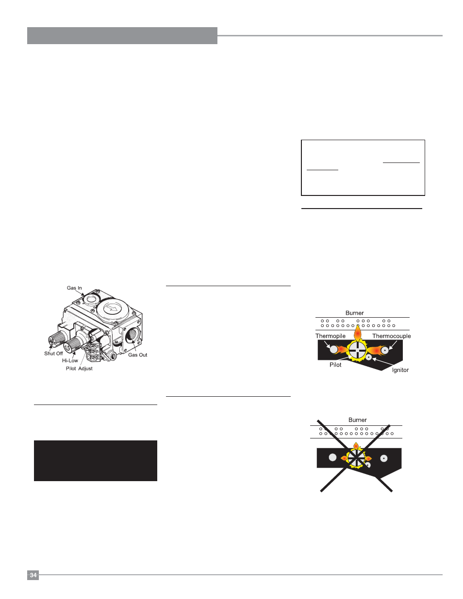 Operating instructions, Shutdown procedure, First fire | Lighting procedure, Pilot adjustment | Regency Classic C34 Small Gas Stove User Manual | Page 34 / 44