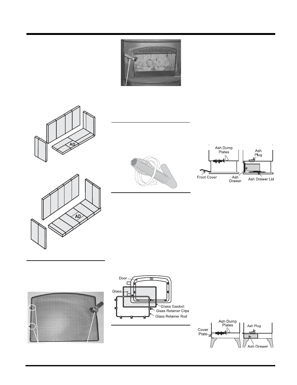 Installation, Optional accessories, Door handle | Glass installation, Brick installation, Screen door | Regency Classic F1100 Small Wood Stove User Manual | Page 17 / 28