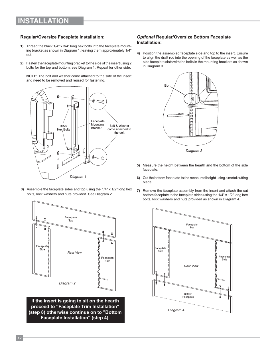 Installation | Regency Classic I1200 Small Wood Insert User Manual | Page 12 / 24