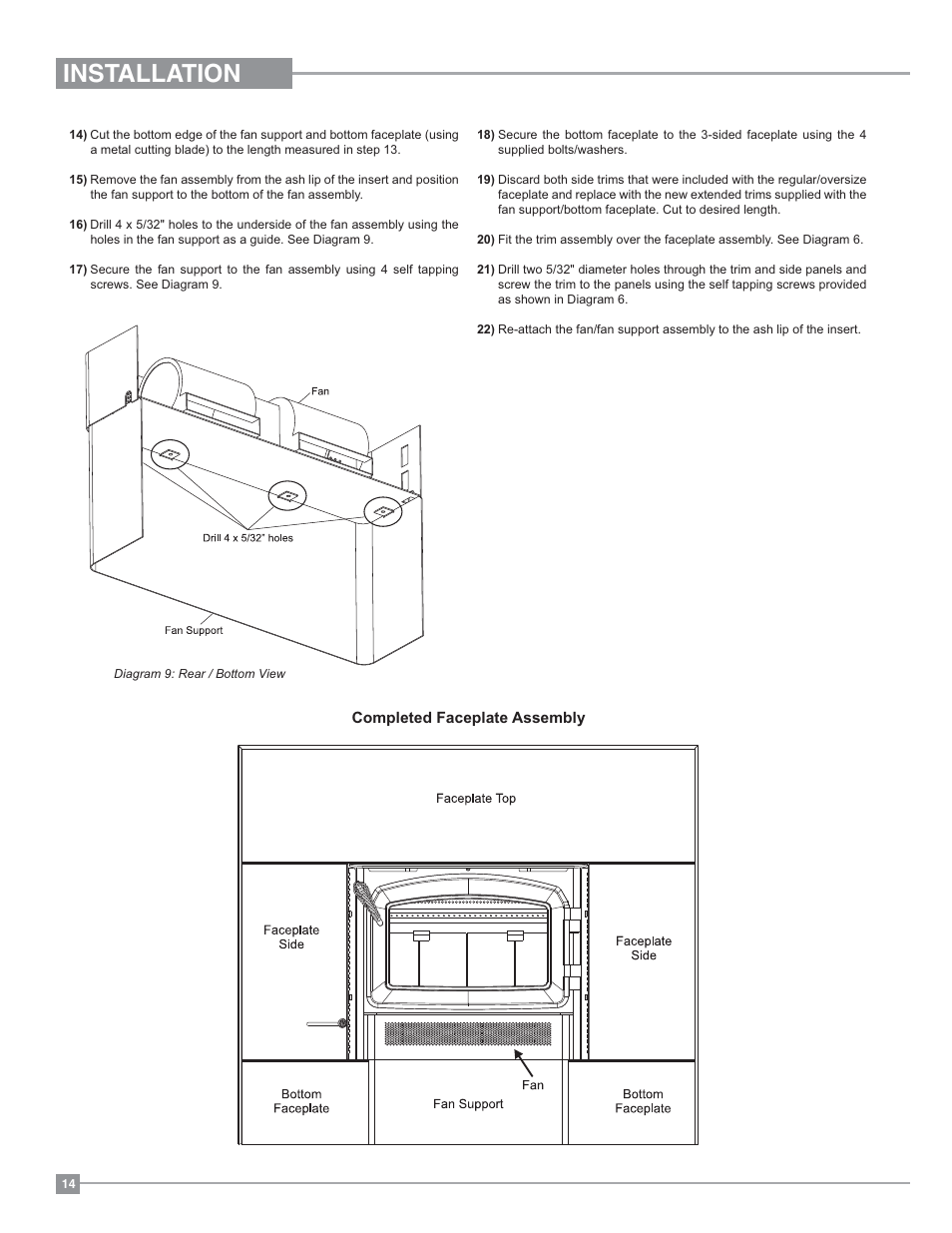 Installation | Regency Classic I1200 Small Wood Insert User Manual | Page 14 / 24