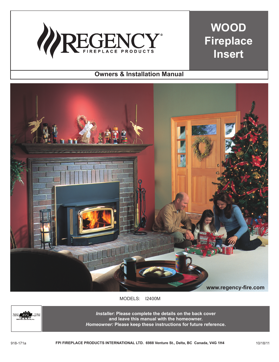 Regency Classic I2400 Medium Wood Insert User Manual | 20 pages
