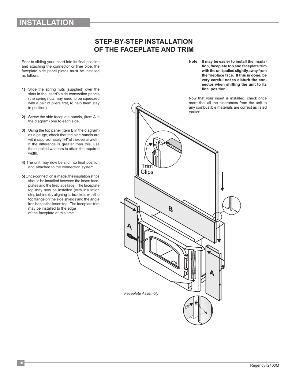 Installation | Regency Classic I2400 Medium Wood Insert User Manual | Page 10 / 20