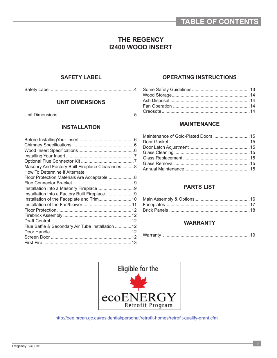 Regency Classic I2400 Medium Wood Insert User Manual | Page 3 / 20