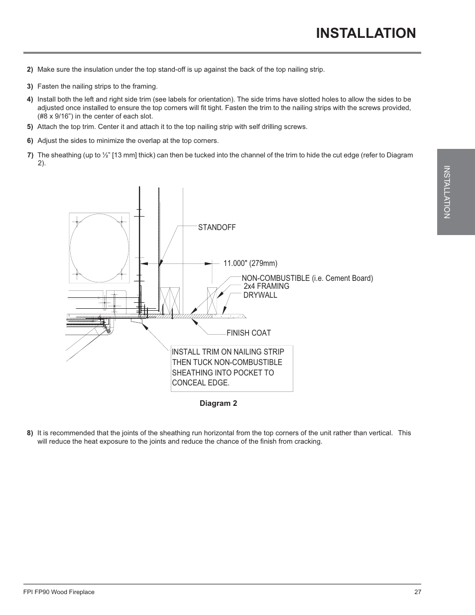 Wood fireplace, Ex90 / r90, Installation | Regency Excalibur EX90 Large Wood Fireplace (Canadian Edition) User Manual | Page 27 / 40