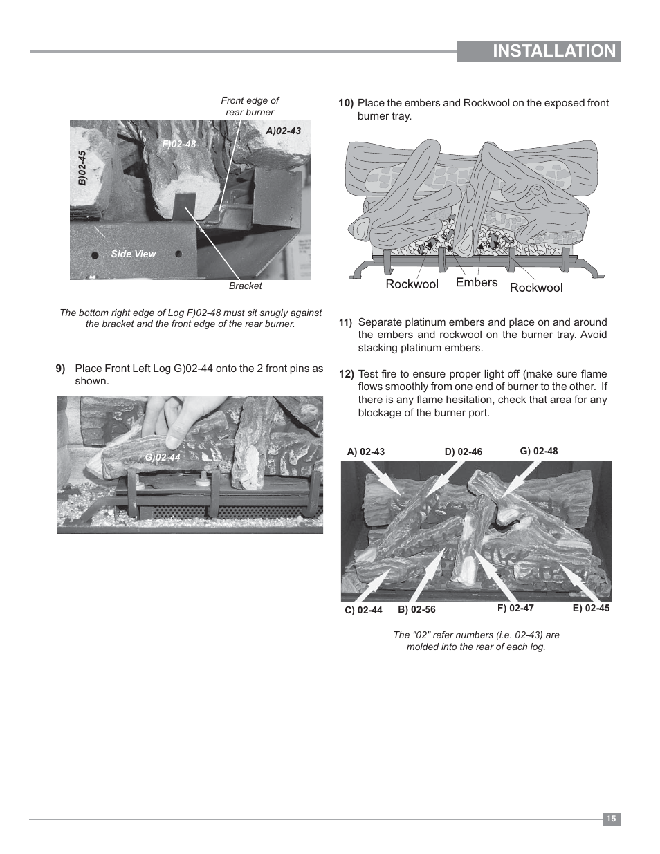 Installation | Regency Excalibur EX-U31 Medium Gas Insert User Manual | Page 15 / 36