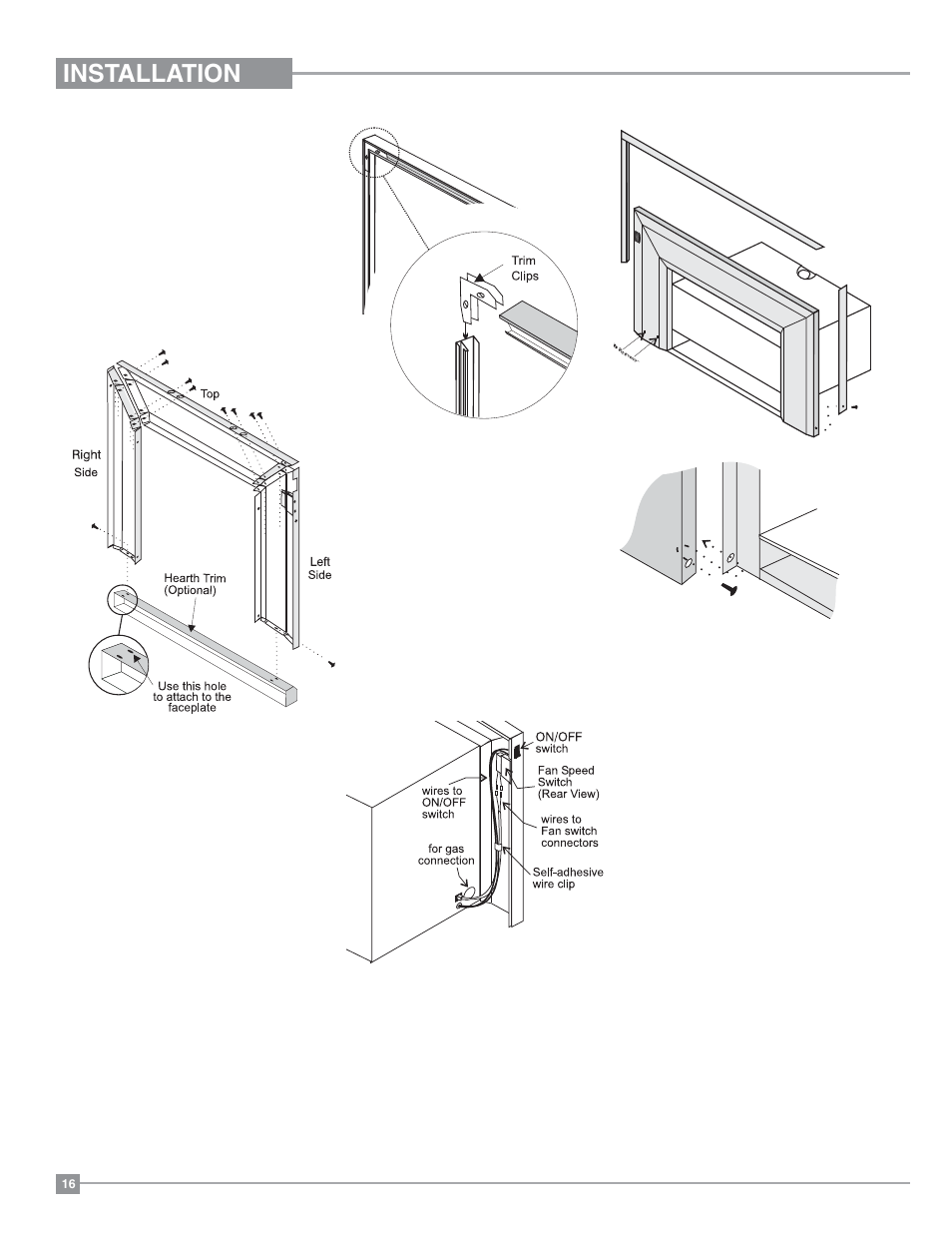 Installation, Faceplate & trim installation | Regency Excalibur EX-U31 Medium Gas Insert User Manual | Page 16 / 36