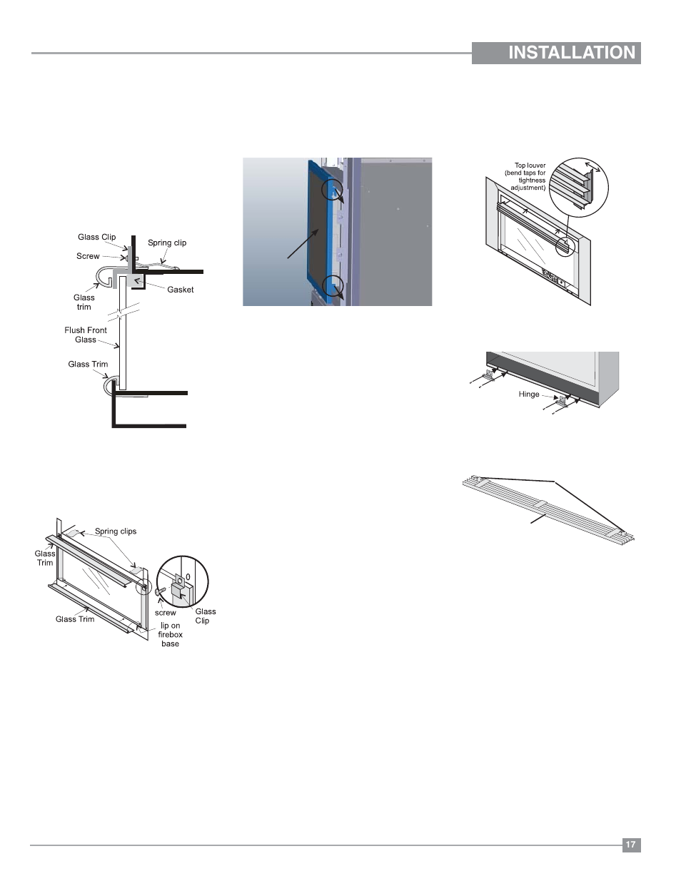 Installation, Flush front installation, Flush louvers mesh guard install | Regency Excalibur EX-U31 Medium Gas Insert User Manual | Page 17 / 36