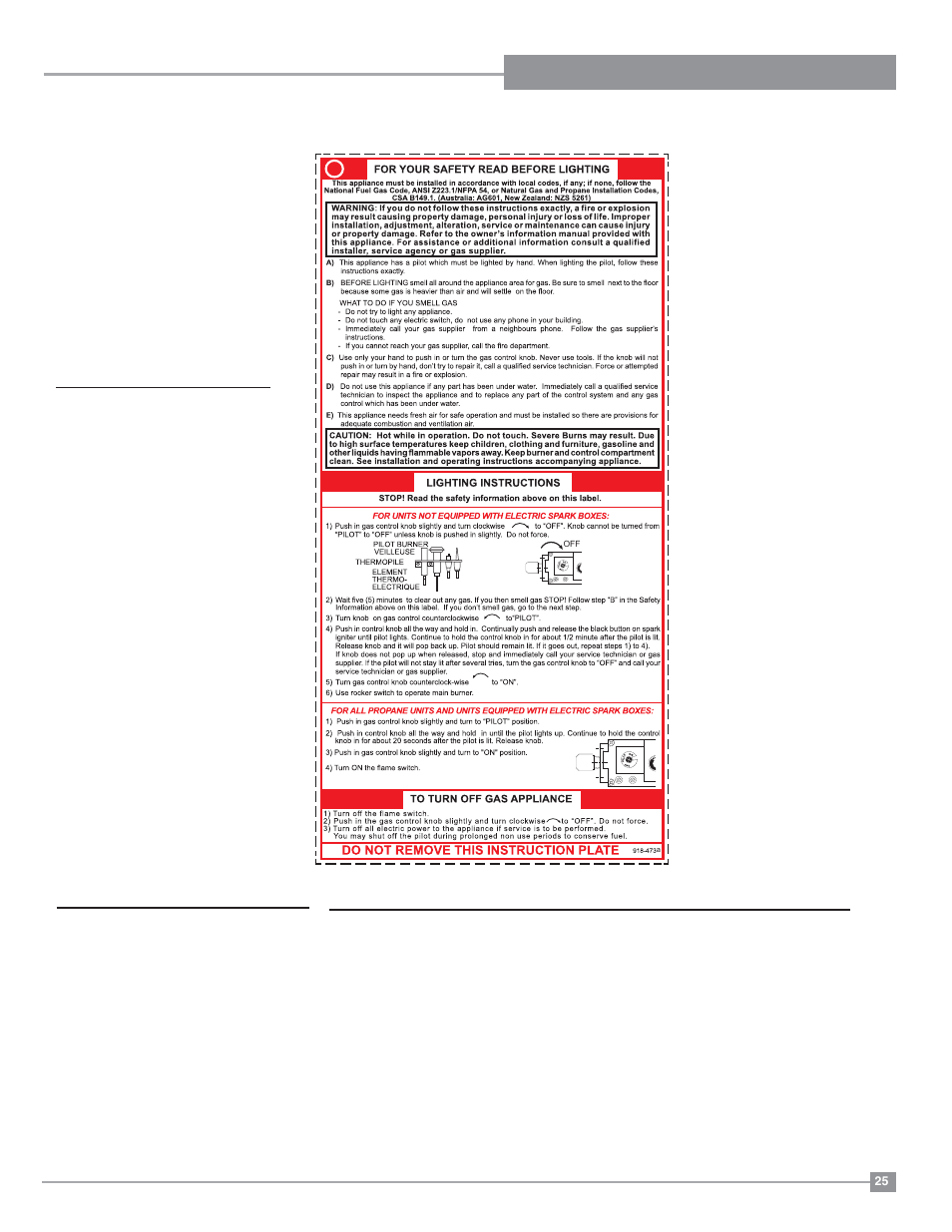Installation operating instructions, First fire, Normal operating sounds of gas appliances | Automatic convection fan operation | Regency Excalibur EX-U31 Medium Gas Insert User Manual | Page 25 / 36