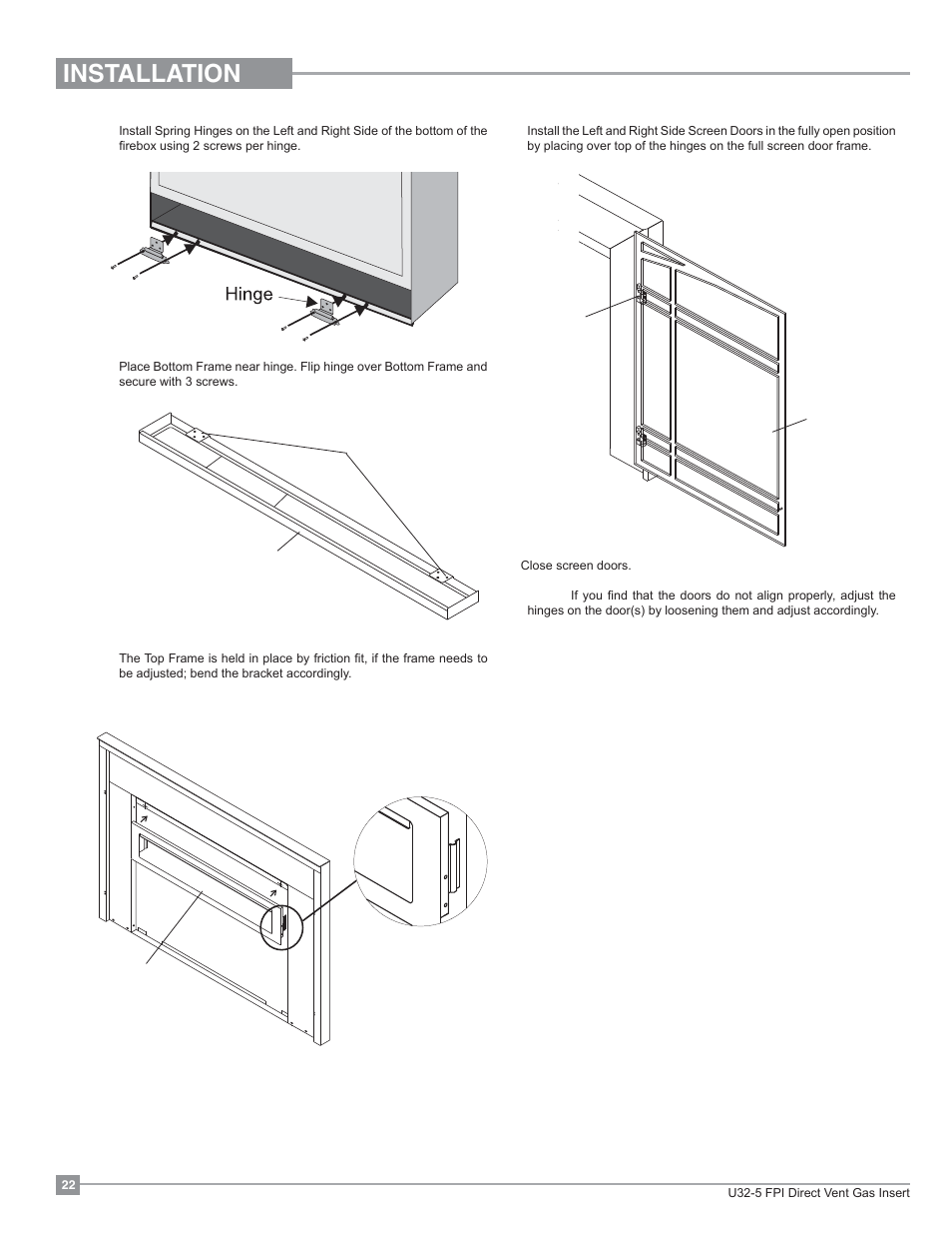 Installation | Regency Energy U32 Medium Gas Insert User Manual | Page 22 / 44