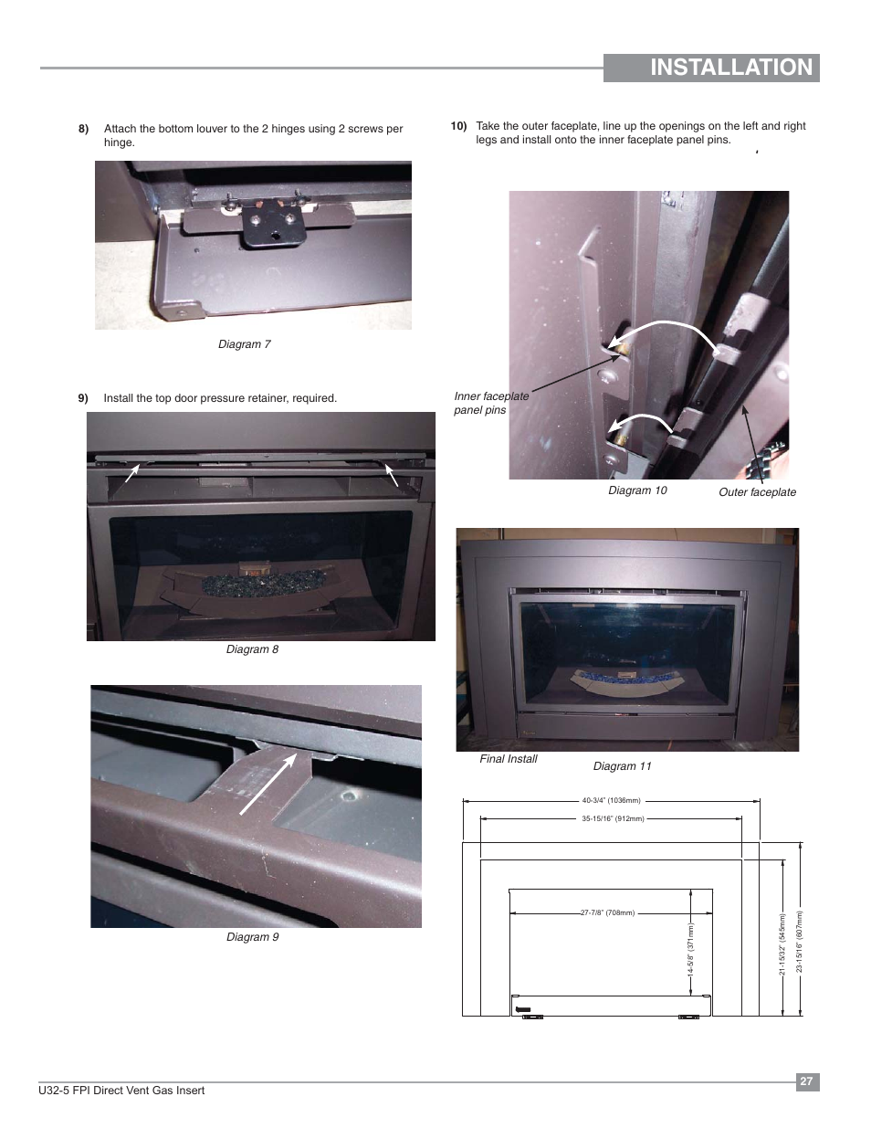 Installation | Regency Energy U32 Medium Gas Insert User Manual | Page 27 / 44