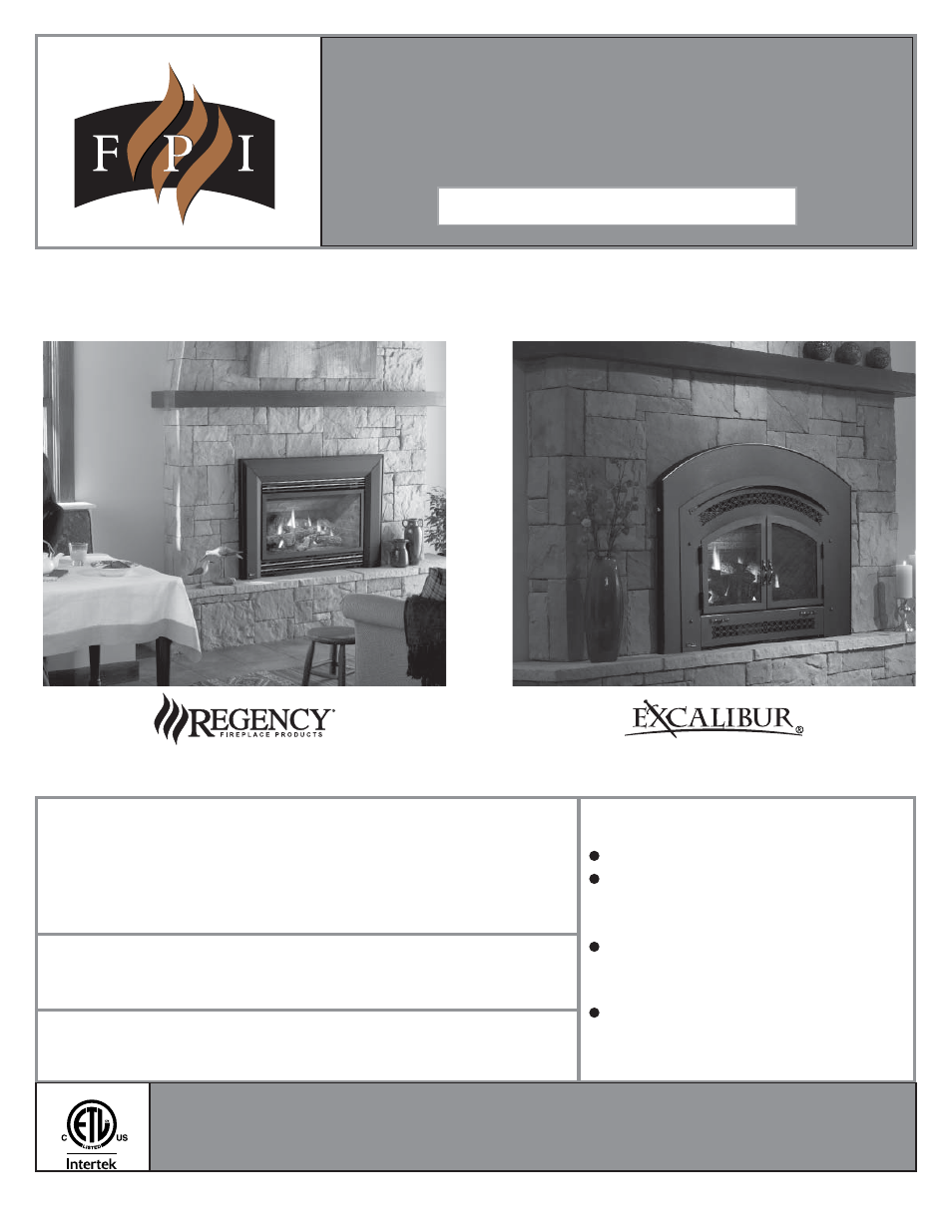 Regency Excalibur EX-E33 Large Gas Insert User Manual | 44 pages
