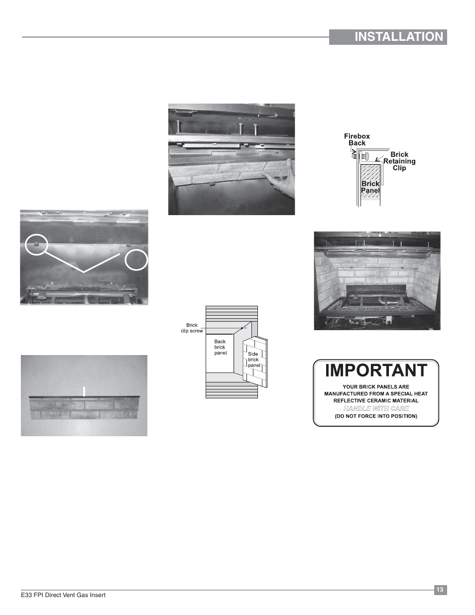 Installation | Regency Excalibur EX-E33 Large Gas Insert User Manual | Page 13 / 44
