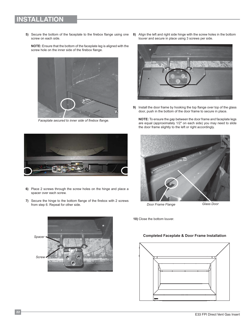 Installation | Regency Excalibur EX-E33 Large Gas Insert User Manual | Page 22 / 44