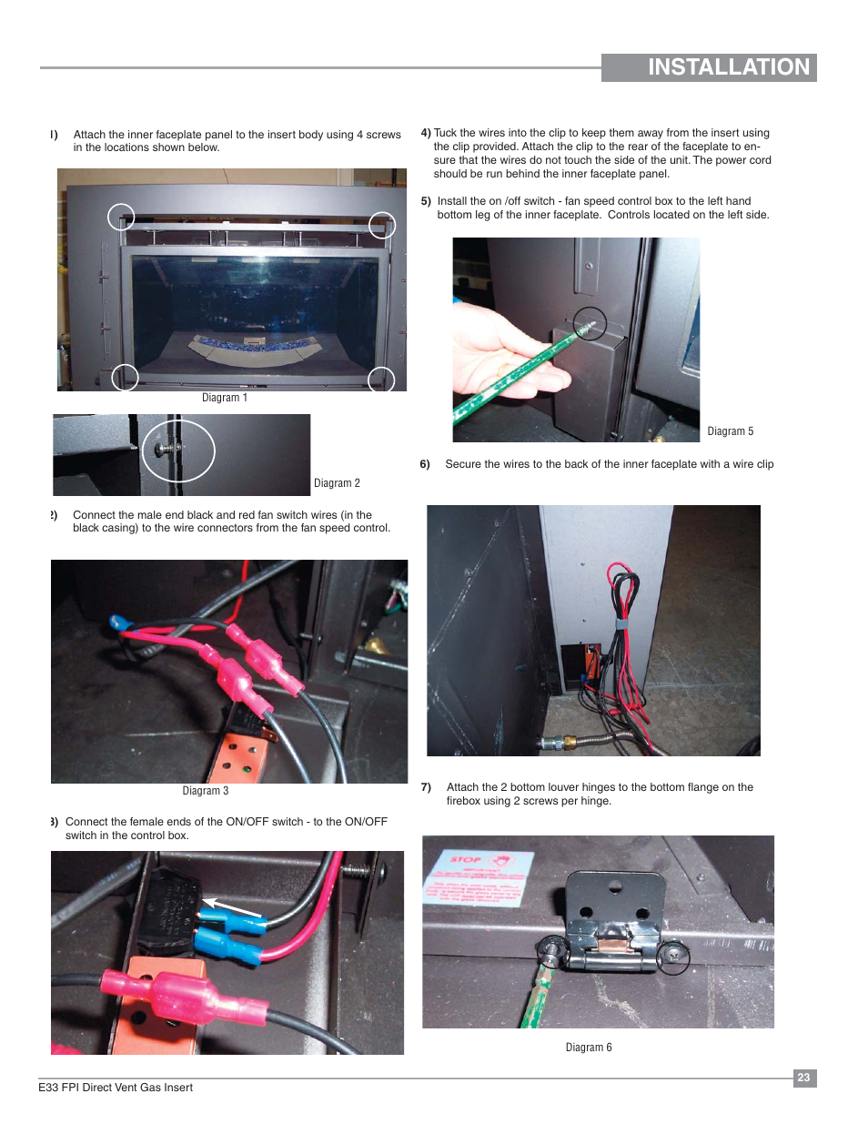 Installation, Low profile faceplate installation | Regency Excalibur EX-E33 Large Gas Insert User Manual | Page 23 / 44