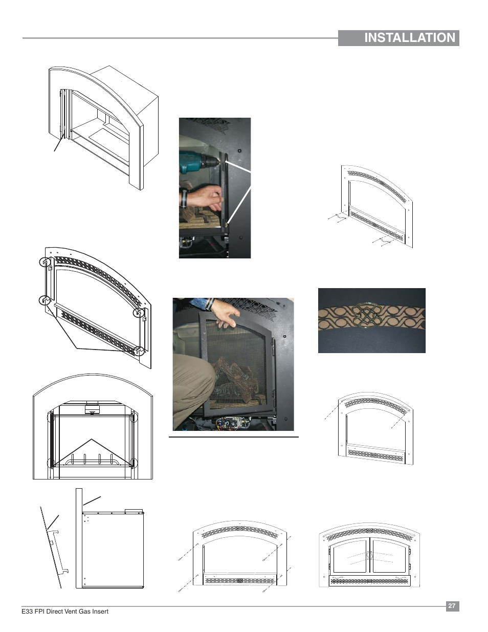 Installation, Excalibur accent kit, Excalibur screen doors | Regency Excalibur EX-E33 Large Gas Insert User Manual | Page 27 / 44